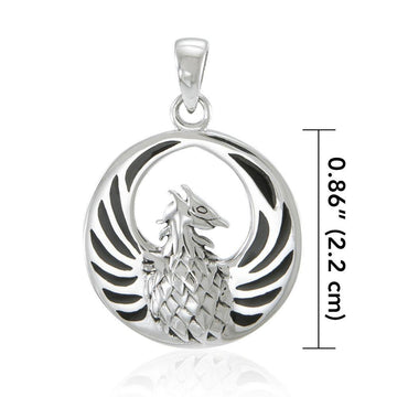 Silver Phoenix Pendant with Inlay Stone TP2819 - Jewelry